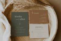 12 a beautiful minimalist wedding invitation suite with a rust, green and neutral part and modern lettering is amazing for a fall wedding