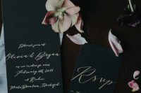 20 an elegant black rock n roll wedding stationery suite with gold calligraphy – you won’t need more for your rock wedding