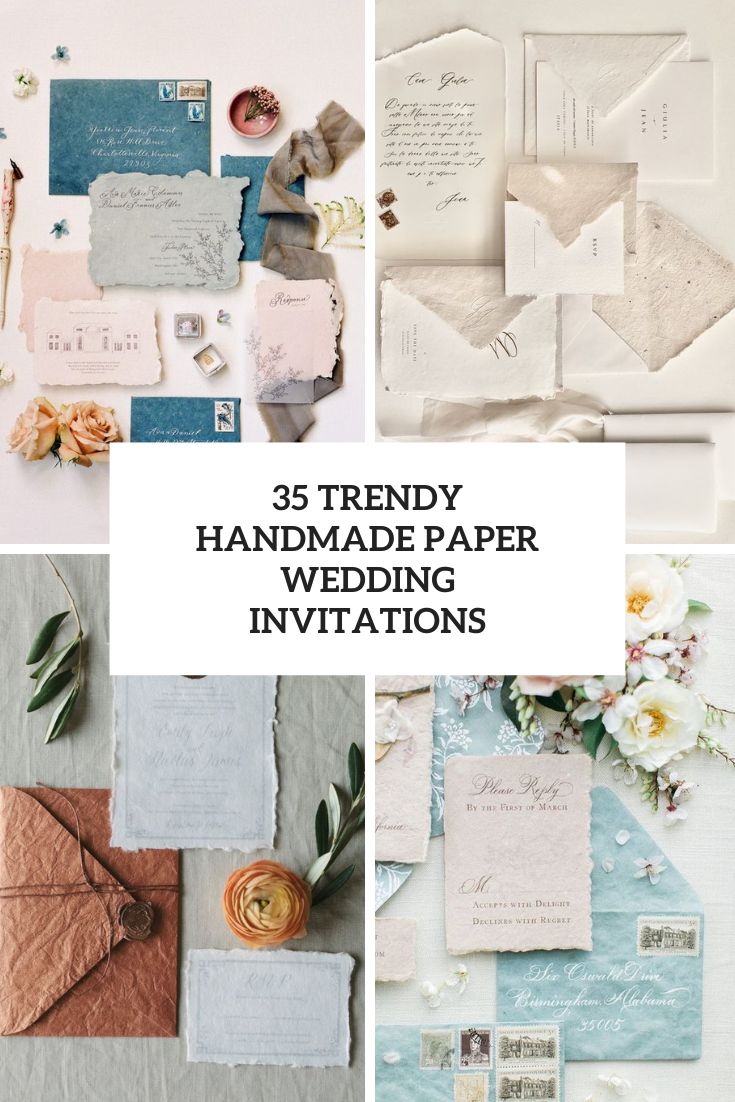 trendy handmade paper wedding invitations cover