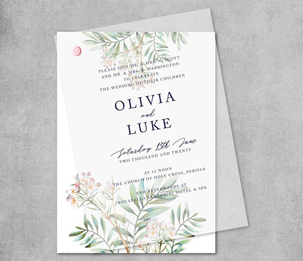 this chic tropical bloom design with vellum overlay by Heronswood Stationery would be perfect for a destination wedding