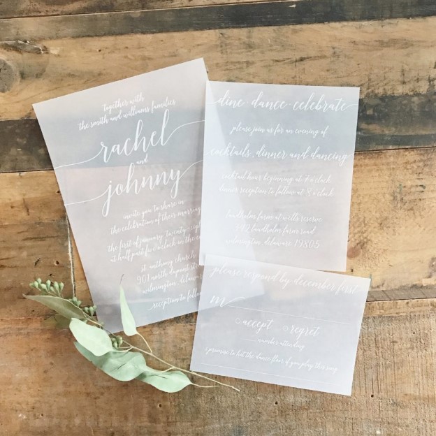 white ink on vellum is a very refined, ethereal and airy idea for a lovely and super delicate wedding