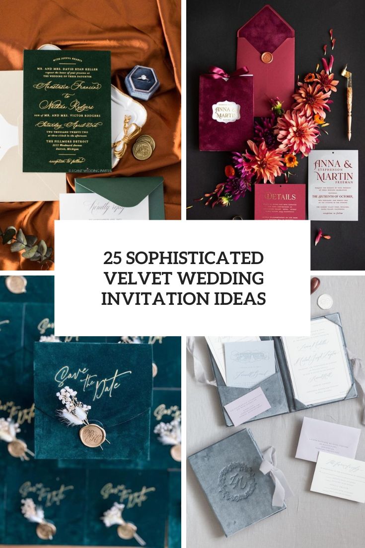 sophisticated velvet wedding invitation ideas cover