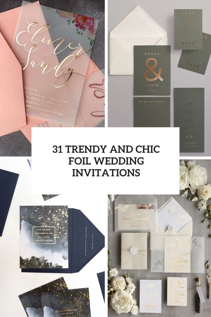 trendy and chic foil wedding invitations cover