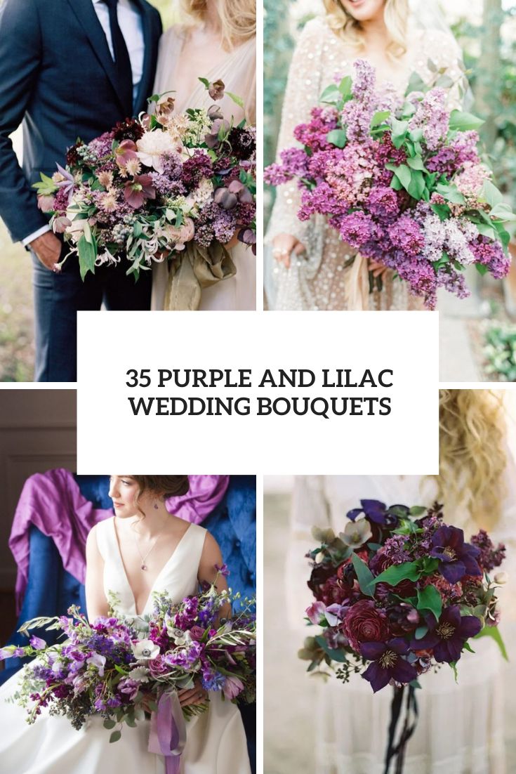 purple and lilac wedding bouquets cover