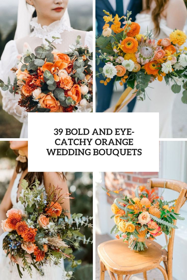 bold and eye catchy orange wedding bouquets cover