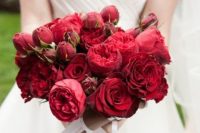 a classic red rose and peony wedding bouquet is your perfect bold touch for a wedding, it never goes out of style