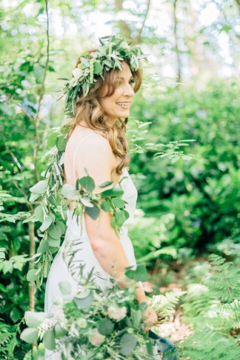 a fabulous textural greenery crown like this one will be a fantastic idea for a breezy spring or summer wedding