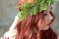 a fern crown topping gorgeous red locks compose a lovely and bold look with plenty of color