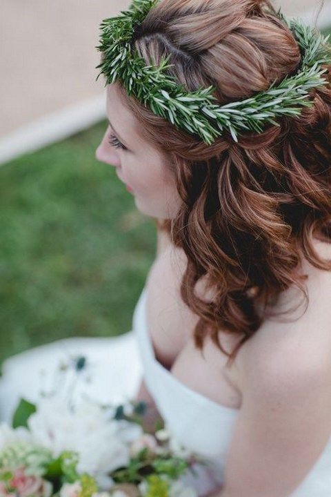 a lovely winter bridal crown of evergreens is a gorgeous idea for a holiday or just winter celebration