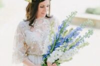 02 a beautiful blue and white delphinium wedding bouquet with blue ribbons is a lovely and romantic idea for a spring bride