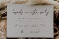 04 a pretty and simple cardboard elopement reception invitation with modern calligraphy