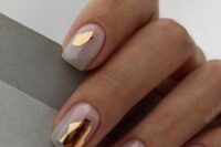 a trendy neutral wedding nail art idea