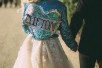05 a blue sequin bridal jacket with a sequin heart and a new second name is a fantastic solution for a bride for her ‘something blue’