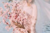 05 a dreamy and beautiful pink cherry blossom wedding bouquet is a truly spring-like idea with a bit of delicate color