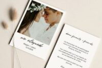 07 a romantic elopement announcement with a photo of the couple, calligraphy and modern lettering