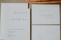 09 ultra-minimalist white wedding invitations with modern black lettering is a stylish solution that will show off your style at once