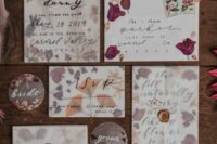 10 amazing pressed flower wedding stationery with black calligraphy is an ultimate idea to rock