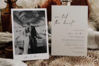 11 an elopement reception invitation with a large photo from the elopement and modern calligraphy