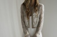 12 a lovely vintage-inspired neutral bridal jacket with embroidery and embellishments is a chic addition to your bridal look