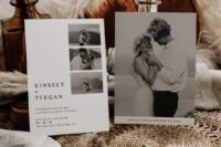 13 a cool elopement reception invitation in black and white, with black and white photos and modern lettering