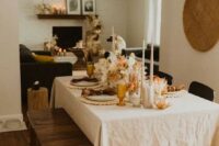 a cute boho wedding table setting