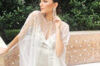26 a delicate and beautiful sheer bridal capelet with silver celestial embroidery is a fantastic and lovely accessory to rock