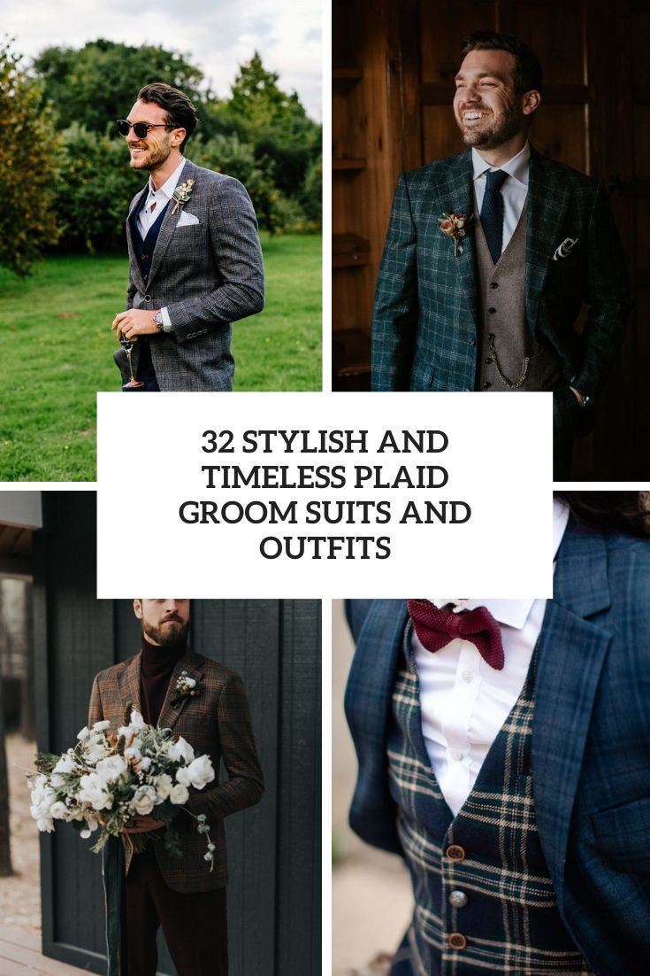 stylish and timeless plaid groom suits and outfits cover