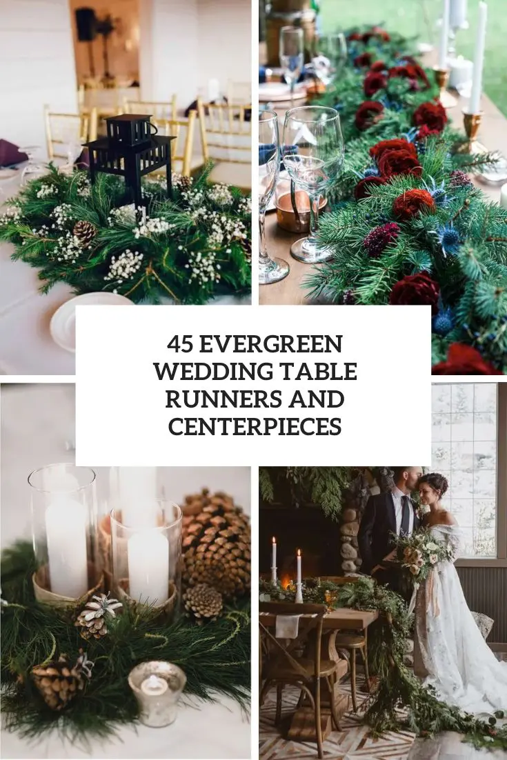 evergreen wedding table runners and centerpieces cover