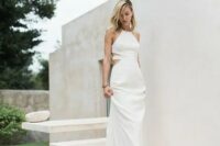 04 a halter neckline wedding dress with side cutouts and a strappy back for a modern tropical bride