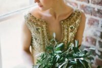 10 a textural greenery wedding bouquet is a nice option if you have a neutral or glitter wedding dress