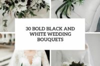 30 bold black and white wedding bouquets cover