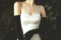 43 long black plain gloves like these ones will make a statement in any bridal look both with color and contrast