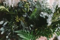 71 a pretty textural wedding bouquet of various types of greenery including fern is a great idea for a modern bride
