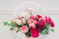 13 a fantastic ombre pink wedding bouquet of roses and garden roses plus greenery and blush ribbon is gorgeous