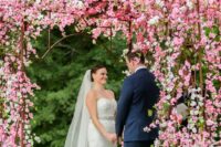 29 a pink cherry blossom wedding chuppah is an amazing idea and a touch of color to the space