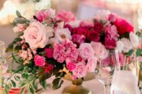 42 a gorgeous pink wedding centerpiece with blush, hot pink and fuchsia flowers and greenery is a fantastic idea for a bright wedding