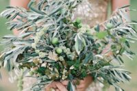 61 an olive branch wedding bouquet with olives is a gorgeous idea for a Greece or Italy wedding