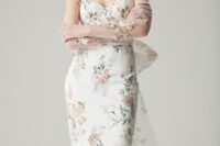 a lovely floral print wedding dress