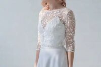 a willow leaf lace wedding dress topper is a fantastic idea for a modern and romantic bride