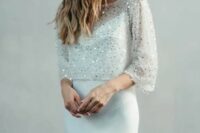 such a silver sequin wedding dress topper will instantly make even the simplest dress bolder and cooler