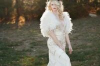 26 an ostrich feather bridal cover up will be a fantastic solution for a chic and glam bridal look, it will keep you warm