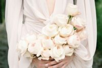 30 a modern wedding bouquet of peony roses, with a catchy shape is a lovely idea for a modern sophisticated bride