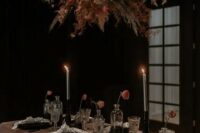 a moody tablescape suitable for a fall wedding