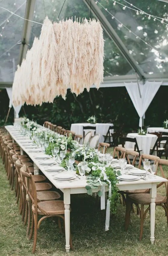 a pampas grass overhead wedding decoration looks very spectacular and outstanding