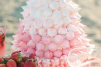 16 a pretty and delicious-looking ombre pink meringue wedding cake is a gorgeous idea for a pink wedding