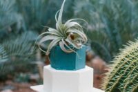 a simple yet stylish geometric wedding cake