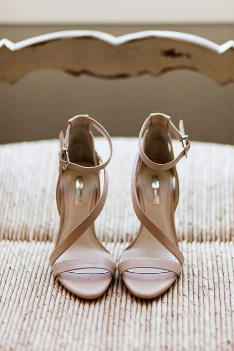 a stylish nude strappy shoes with ankle straps are amazing for rocking them at the wedding, they will add chic to your look (3)