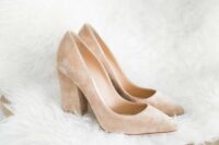 04 blush suede block heels like these ones are a girlish and cute idea to rock at the wedding