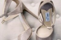 10 elegant and refined greige wedding shoes with cutouts and ankle straps are adorable for a fall or summer wedding