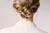 21 a twisted low bun with a textural top is long-lasting lob styling for a bride or bridesmaid